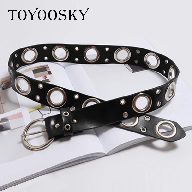 Женский широкий пояс в готическом стиле панк черный хип хоп универсальный
