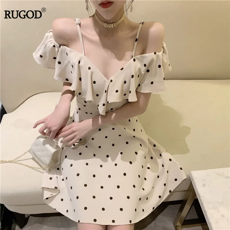 RUGOD Новое модное летнее платье на бретельках с оборками женское повседневное сексуальное платье с v-образным вырезом