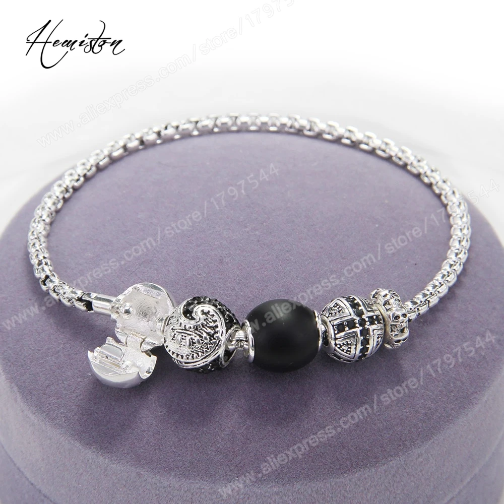 Томас KM браслет из бисера с поперечным маори черный обсидиан бусины фиксатор в