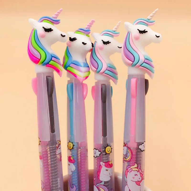 

4 шт./компл. милые животные единорог мультфильм 3 вида цветов короткая и толстая шариковая ручка Школа Офис поставка подарок канцелярские пр...