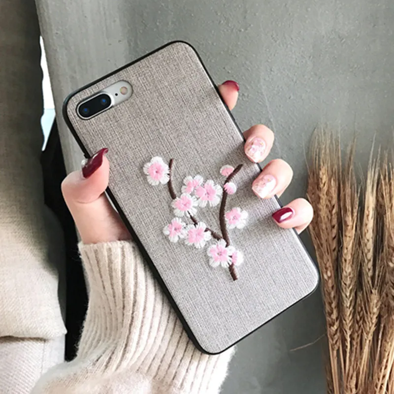 12 Модные 3D рельефные тканевые чехлы с вышивкой для iPhone X, цветочный чехол для iPhone 8, 7, 6, 6S Plus, X, XS, XR MAX Funda - Цвет: 12