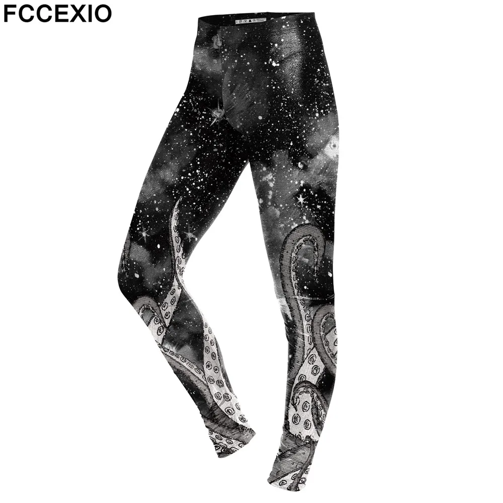 Леггинсы FCCEXIO женские для фитнеса цифровая печать тонкая эластичная большого