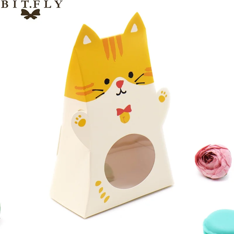 Cat 5 шт. мультяшная коробка для конфет с кроликом, котом, собакой, шоколадная Подарочная коробка для печенья упаковочные коробки с окошком для детей - Цвет: Cat
