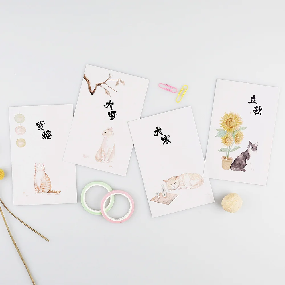 30 шт./лот ручная Рисование домашних животных кошки Carte postale поздравительная