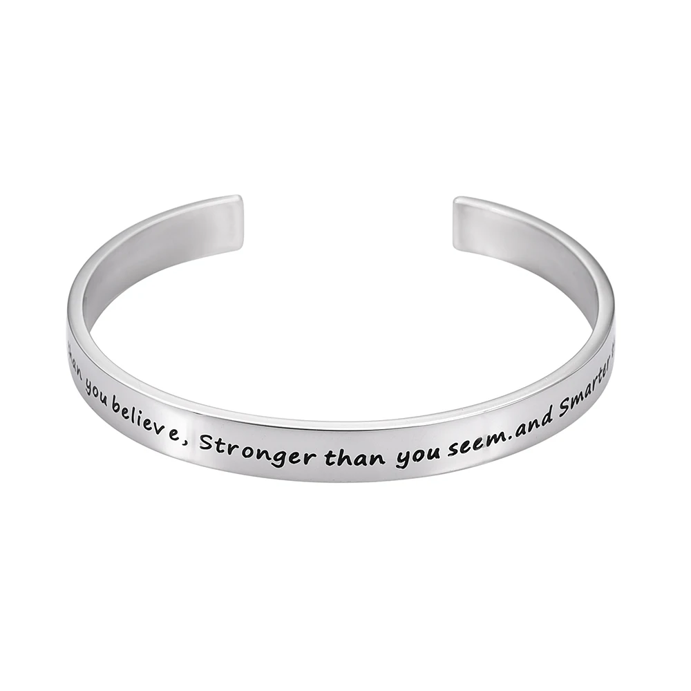 Браслет манжета женский из нержавеющей стали с гравировкой 55 мм|bracelets & bangles|stainless
