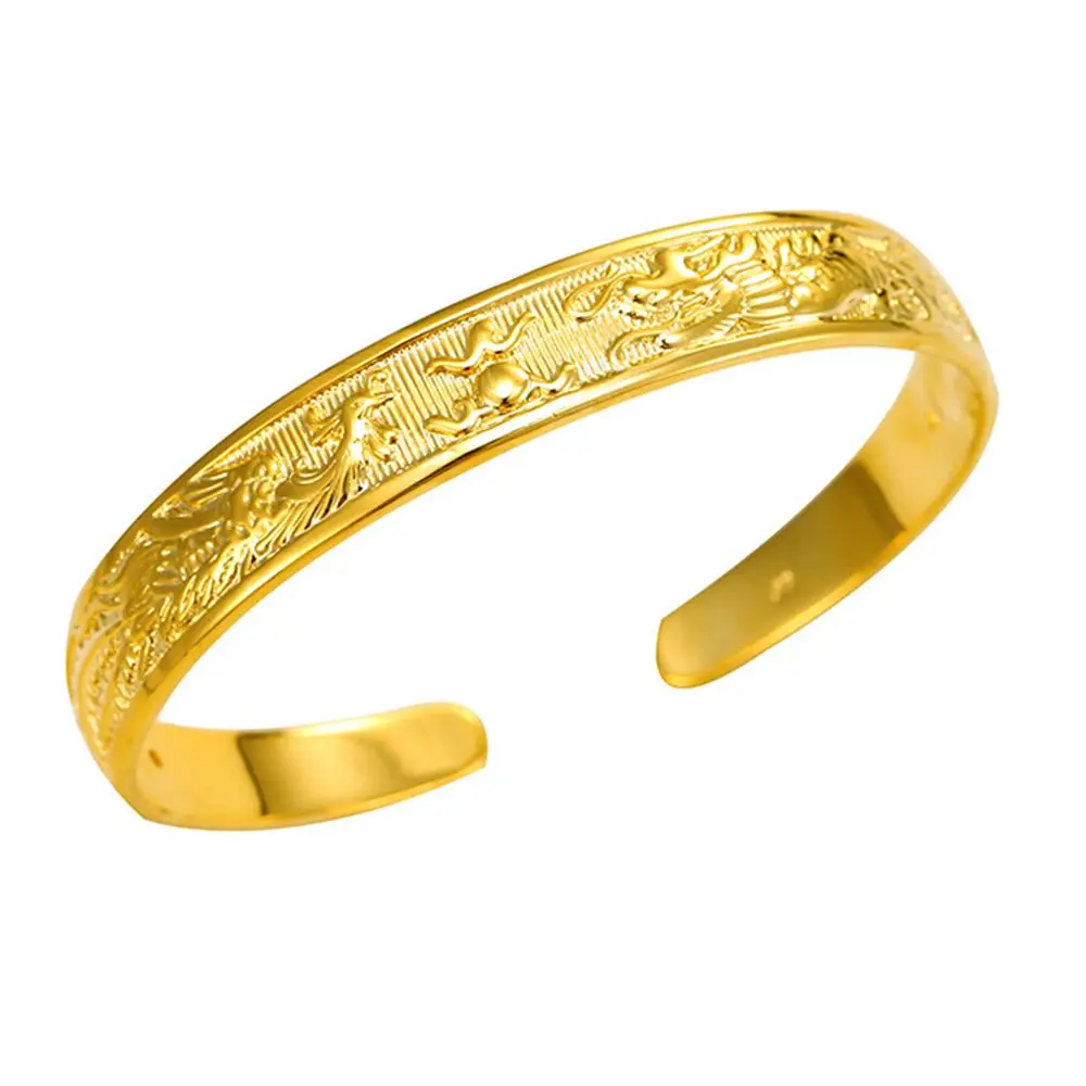 Cuff Bangle Dragon Phoenix Womens Yellow Gold Filled Fashion Bracelet Jewelry | Украшения и аксессуары