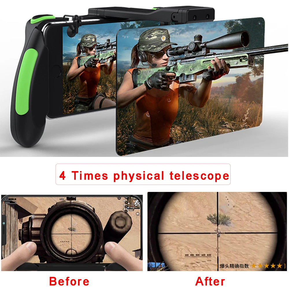 4 раза физический телескоп PUBG игра огонь Кнопка Aim ключ смартфон триггер R1L1 шутер