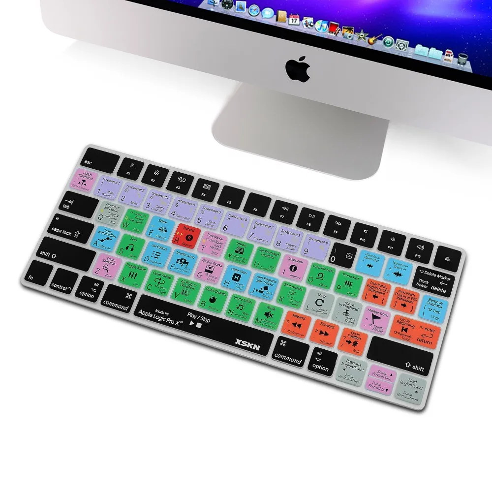 XSKN для кожи клавиатуры Logic Pro X Apple iMac Magic Keyboard английские быстрые клавиши