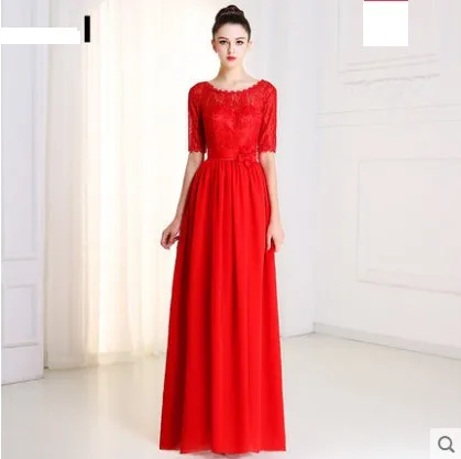 Sweet memory Red bridesmaid dress lace chiffon long dresses SW180321 | Свадьбы и торжества