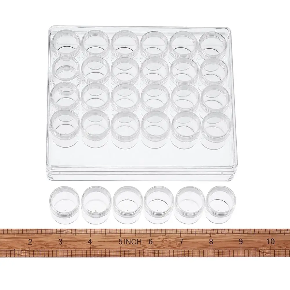 Plastic Bead Containers Clear Box for Jewelry Beads Rhinestone Nail Art Packaging Column bottle : 26x29mm,30pcs/set