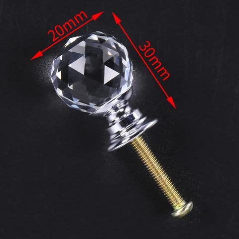 Naierdi Manija de cristal de 20-30 mm Paya de vidrio transparente Cajulario Tiradores de armario Manejo de armario de la cocina Hardware de muebles de la puerta