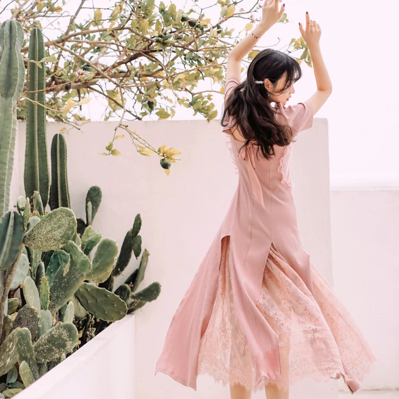 2019 Новая модная женская одежда для взрослых Французский Ретро платье на бретелях