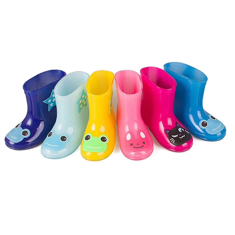 Детские непромокаемые сапоги с рисунком лягушки для мальчиков и девочек