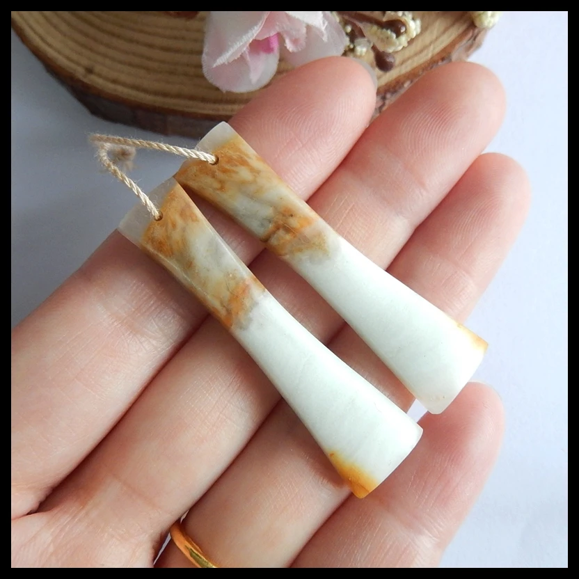 

Natural Gemstone Amazonite Fashion women earring beads,Charms Women Earrings Jewelry Gift Gem Customized,46x12x4mm,7.7g