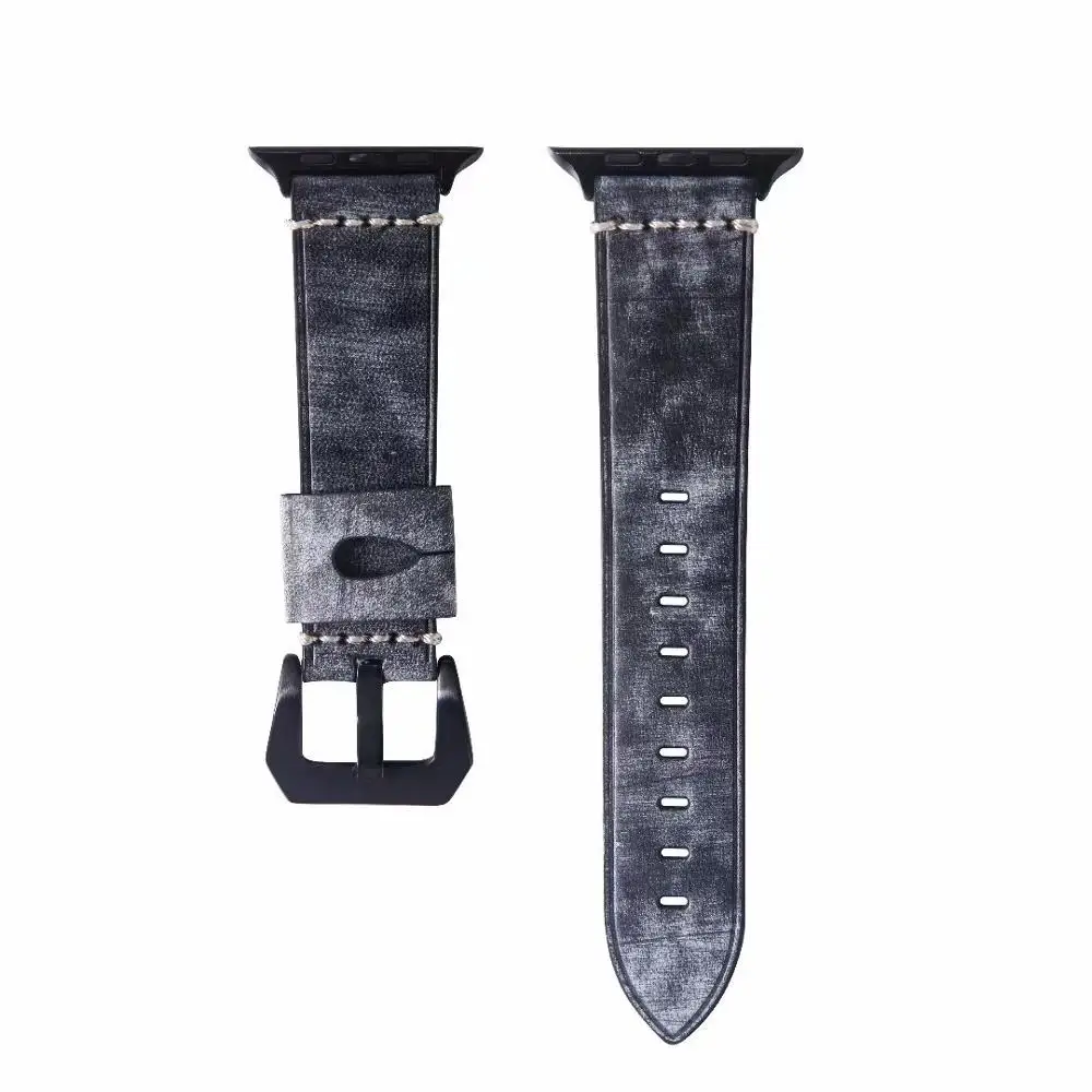 Для Apple Watch band 38/40 42/44 кожаный ремешок сменный Браслет для iwatch ремешок серии 1 2 3 4 серия 5 - Цвет ремешка: black