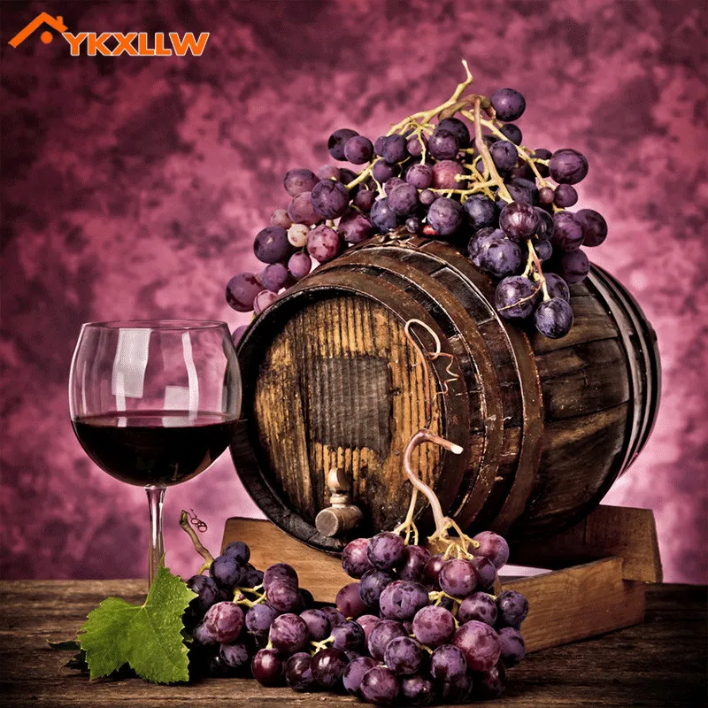 YKXLLW 5D Diamond Mosaic Decoration coffee cup wine grape Painting Full Rhinestones Cross Stitch Drawing Embroidery | Дом и сад