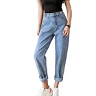 Женские джинсы до щиколотки, повседневные винтажные голубые джинсы с высокой талией для фитнеса, весна-лето, 2019