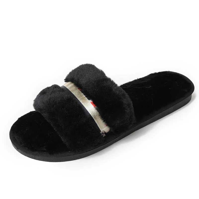 Меховые тапочки обувь на платформе 2019 г. женские зимние шлепанцы толстой подошве