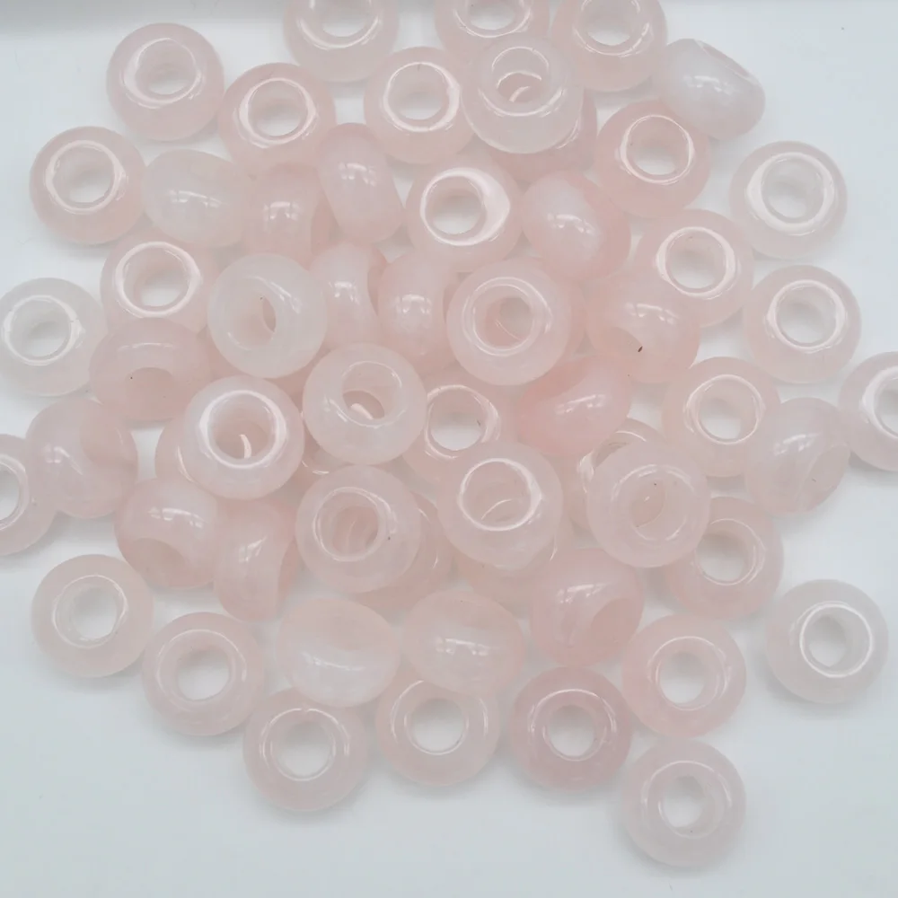 

14MM Rose Crystal GEM Big Hole Loose Beads Charms Fit Charms Jewelry Bracelet Findings (5 pcs/lot) H176