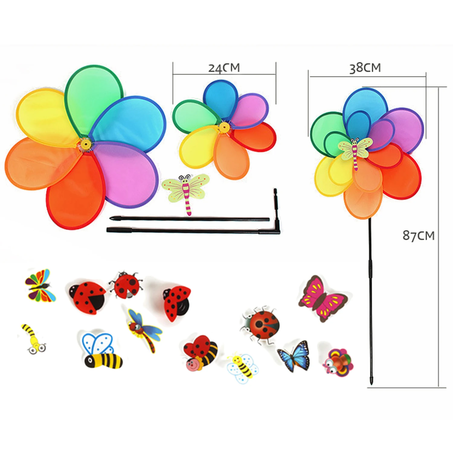 Детская одежда 2 Слои цветок Форма флюгеры мельница ветра вертушка с насекомыми