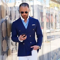 2017 latest coat pant designs navy blue double breasted men suit slim fit 2 piece casual tuxedo custom groom prom blazer ternos