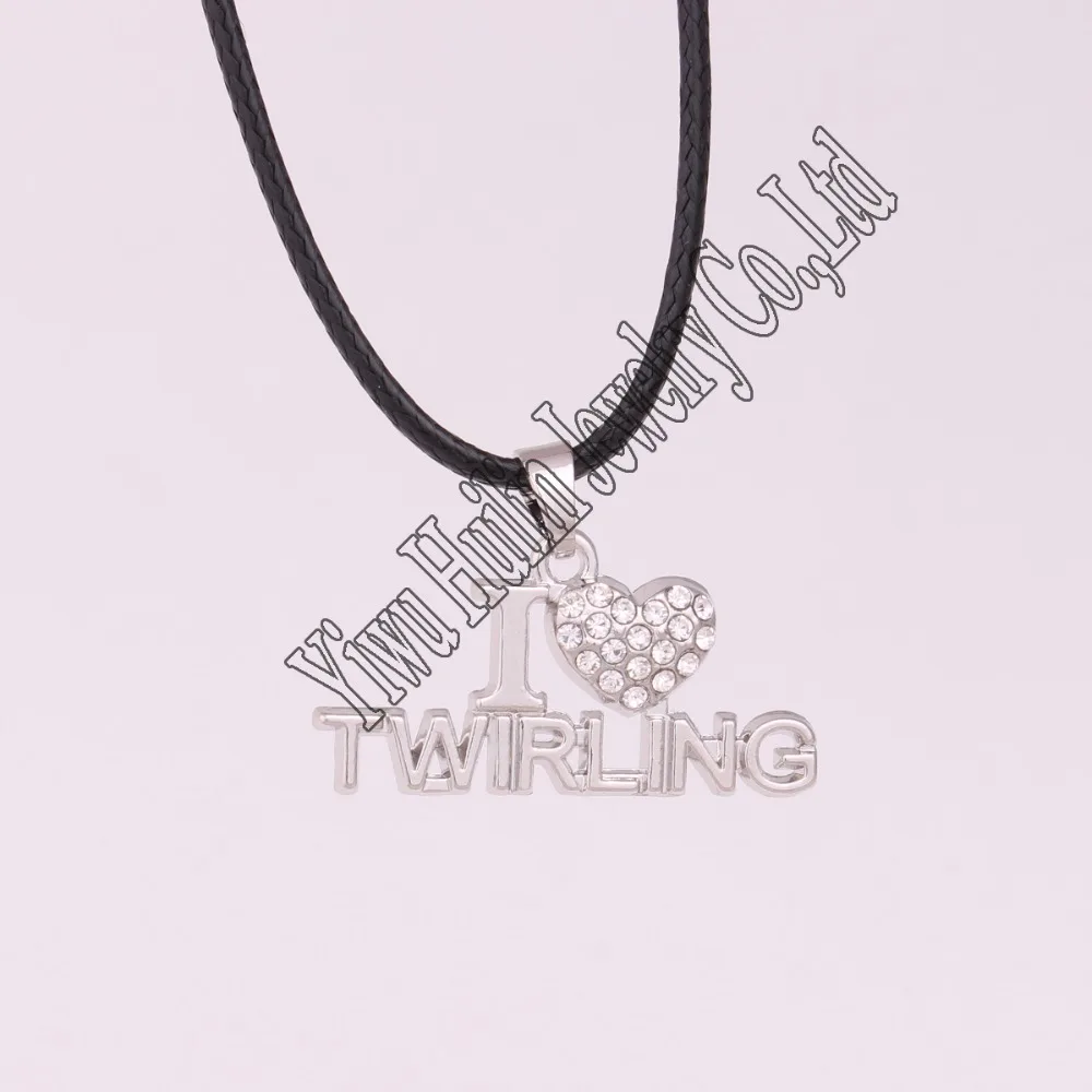 Сплав цинка усеяна сверкающими кристаллами Я ЛЮБЛЮ КРУТИТЬ ожерелье веревку