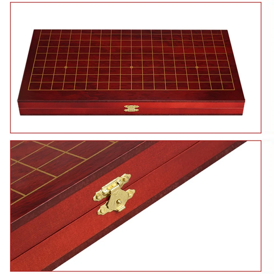 BSTFAMLY Wooden Foldable Go Game Chess 19 Road Chessboard Checkboard Old Game of Go Weiqi Board For 22mm Piece Checker GB11