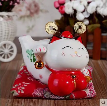 Керамический манэки нэко  Копилка домашний декор ремесел украшения комнаты