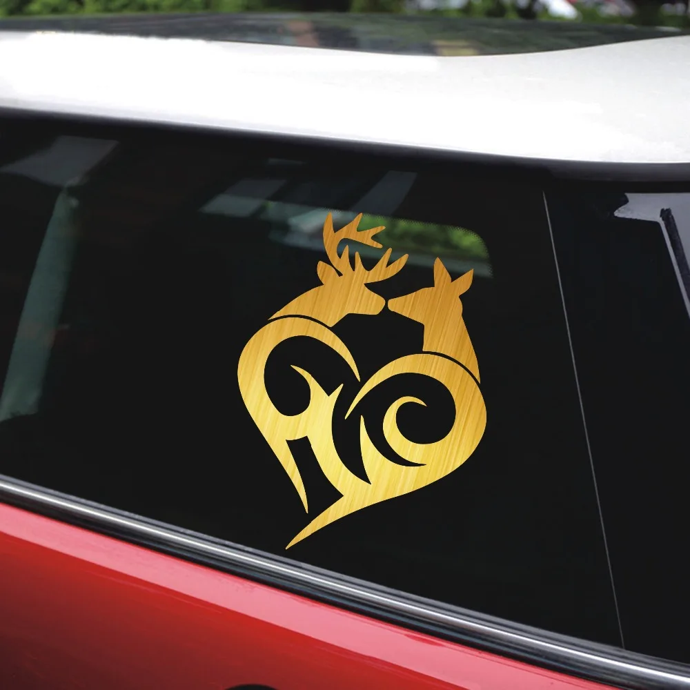 Rylybons 10CM*13.4CM Tribal Heart With Kissing Deer Vinyl Window Decal Car Sticker Funny Accessories For Cars Auto Products | Автомобили и