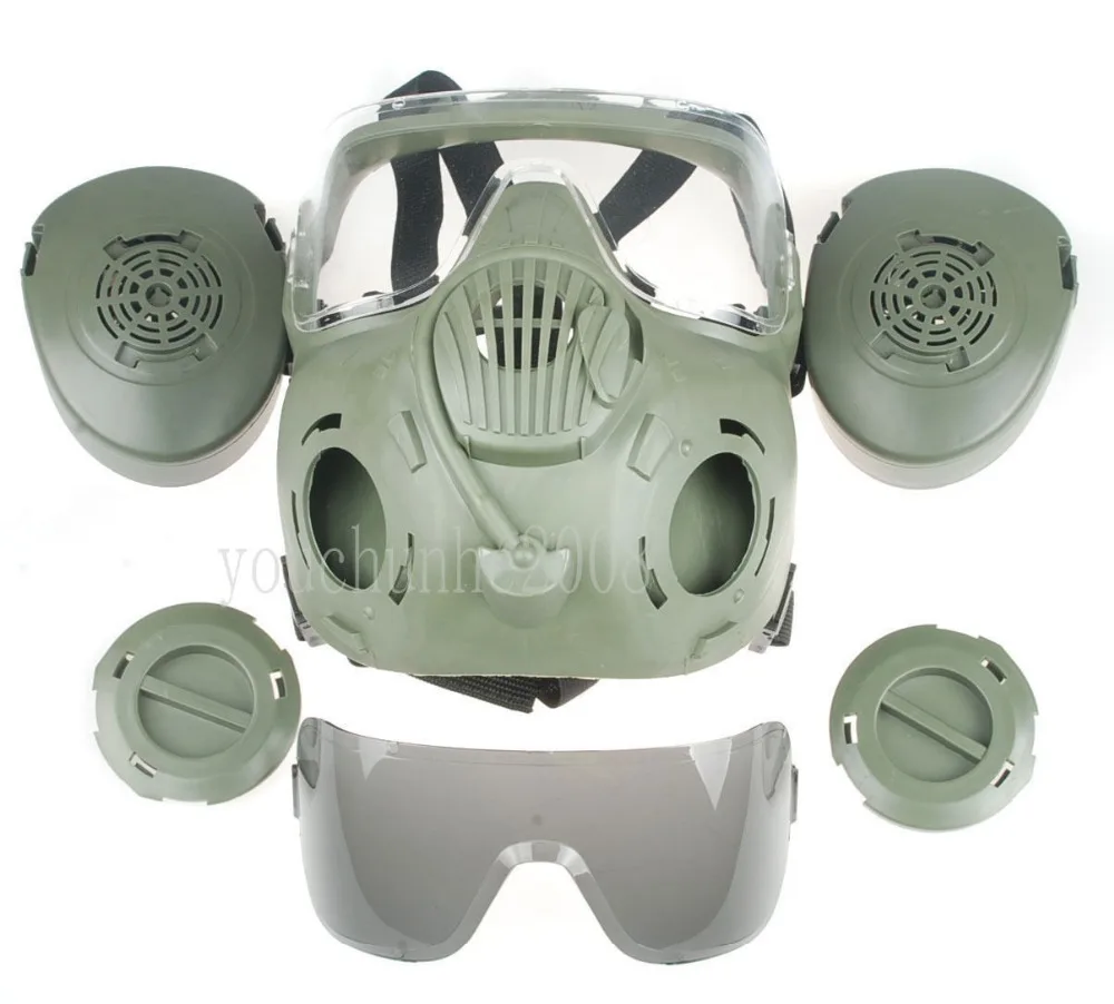 Тактическая противогаз с черепом на все лицо для страйкбола пейнтбола двойным