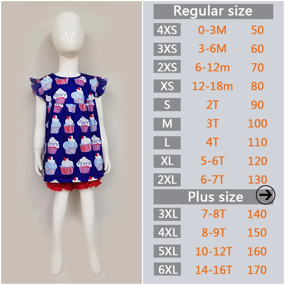 Одежда для малышей летние комплекты с принтом хлопковые девочек 4 июля оптовая