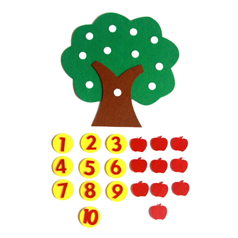 

Nonwoven Apple Trees 1-10 Digital Kindergarten Math Area Toys Self-made Number Puzzle Kit Materials For Children