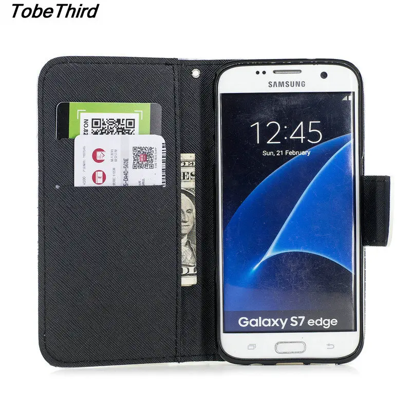 Для Samsung Galaxy S7 край кожаный чехол Флип Бумажник Стенд красочный узор задняя