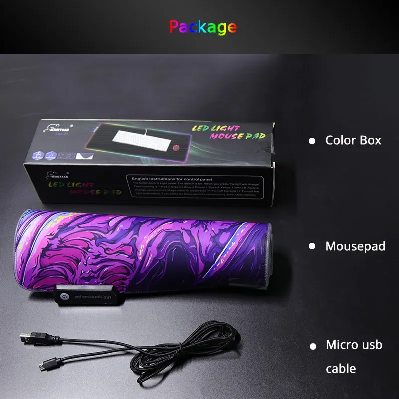 

SOVAWIN Mouse Pads 800x300 Gaming Mousepad rgb led Light csgo Rubber Mouse Mat Overwatch Lock Edge XL for Computer Laptop