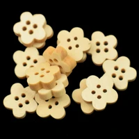 100pcs natural color 4 holes wooden buttons flowers wave edge scrapbook sewing accessories diy craft for wedding decor