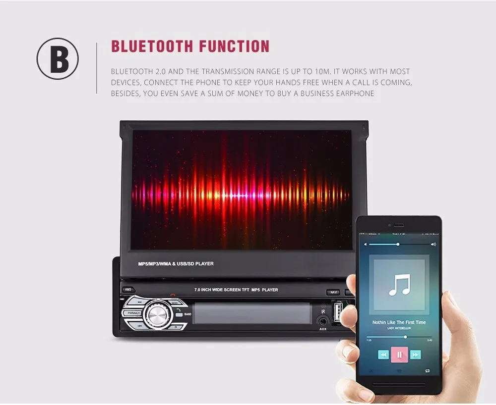 9601G 1 Din автомобильный MP5 Аудио Видео плеер 7 дюймов HD сенсорный экран Bluetooth FM радио