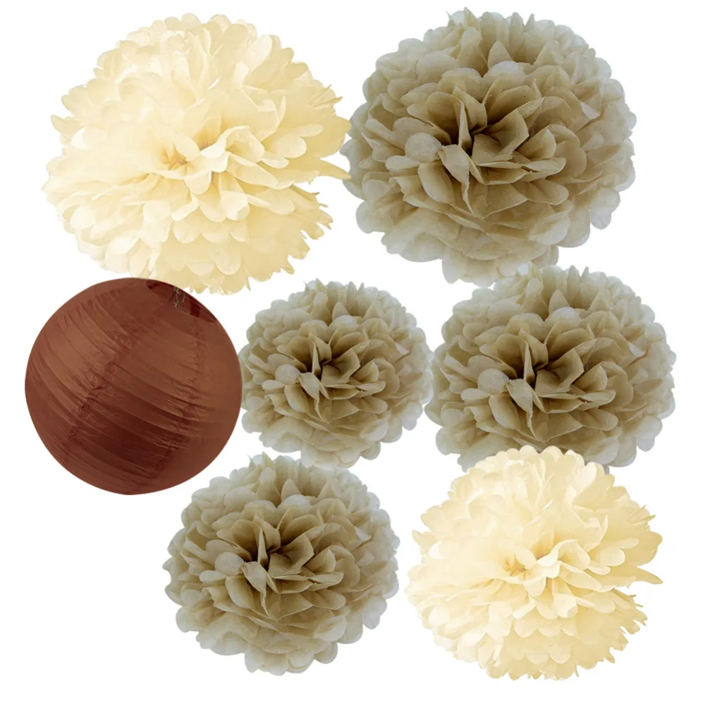 Набор украшений из 7 предметов (коричневый кремовый) натуральный стиль бумажные