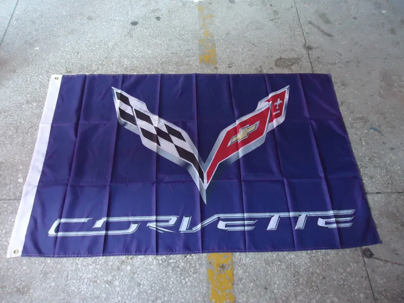 

free shipping corvette purple flag for Car show , can custom print file,90X150CM size,100% polyster,corvette purple banner