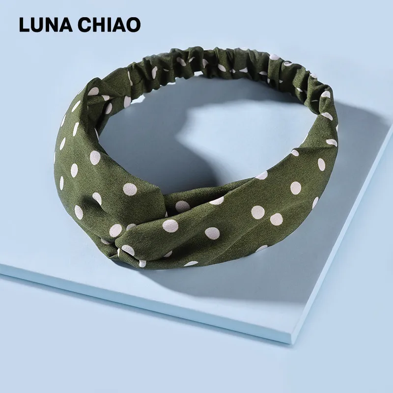 Головной убор LUNA CHIAO в горошек модная Мягкая повязка на голову с узлом подарок для