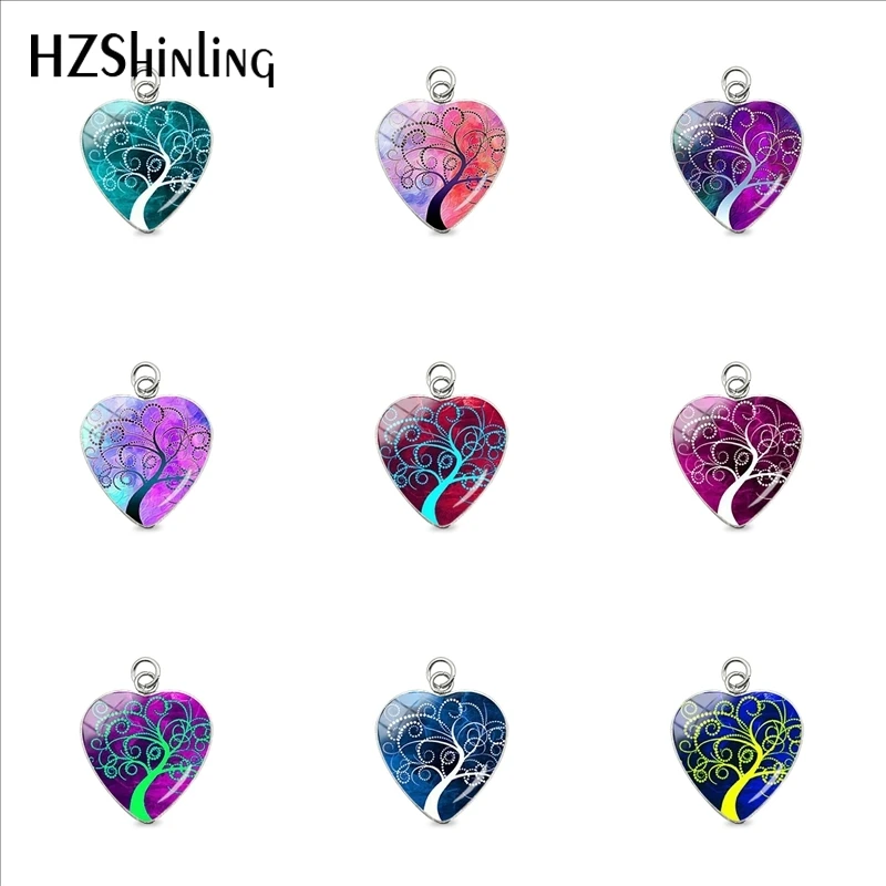 Новое поступление 2019 красивые красочные подвески в форме сердца Жизни дерева