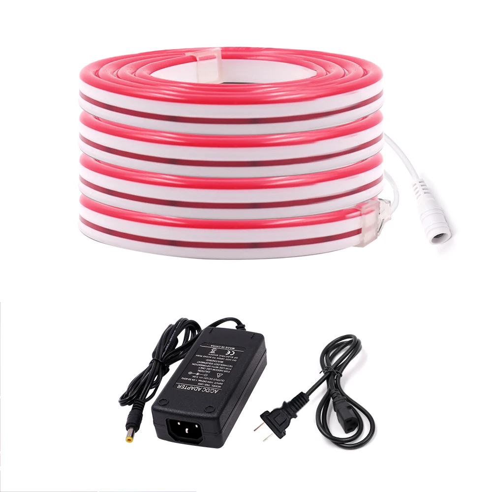 Neon Strip US plug 12V Светодиодные ленты неон светильник SMD 2835 120 светодиодный s/m 6 мм Неон flex Водонепроницаемый гибкий неоновый Светодиодный светильник DIY неоновая вывеска для организаций и магазинов светильник s 1 m/2 m/3m/5 m - Испускаемый цвет: Neon Strip US plug