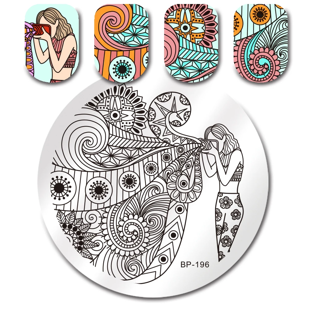 BORN PRETTY пластины для штамповки ногтей девушка цветок штамповка шаблон Цветочные