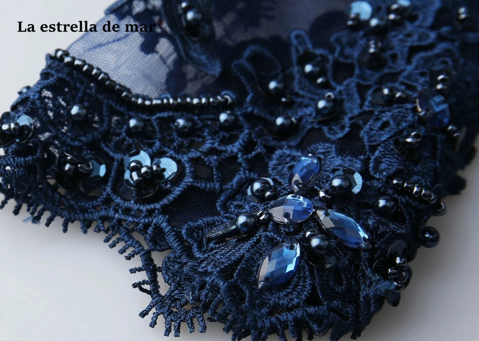 

plus size navy blue bridesmaid dresses long new V-neck tulle applique crystal long sleeves A Line elegant wedding party gown