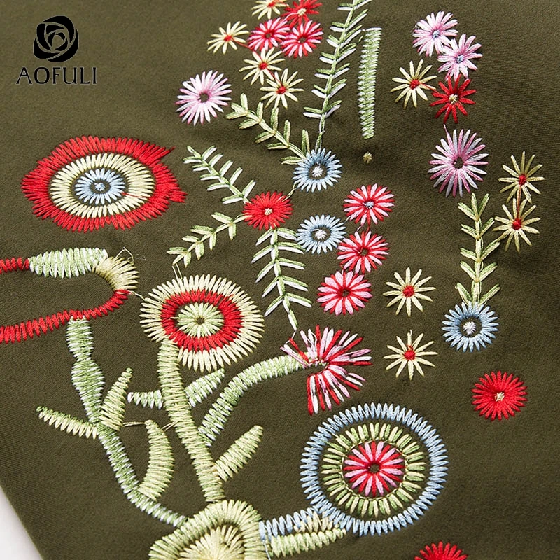 M/L/XL/2XL Красочные цветы вышивка А силуэта платья Beadings осень зима плюс размер