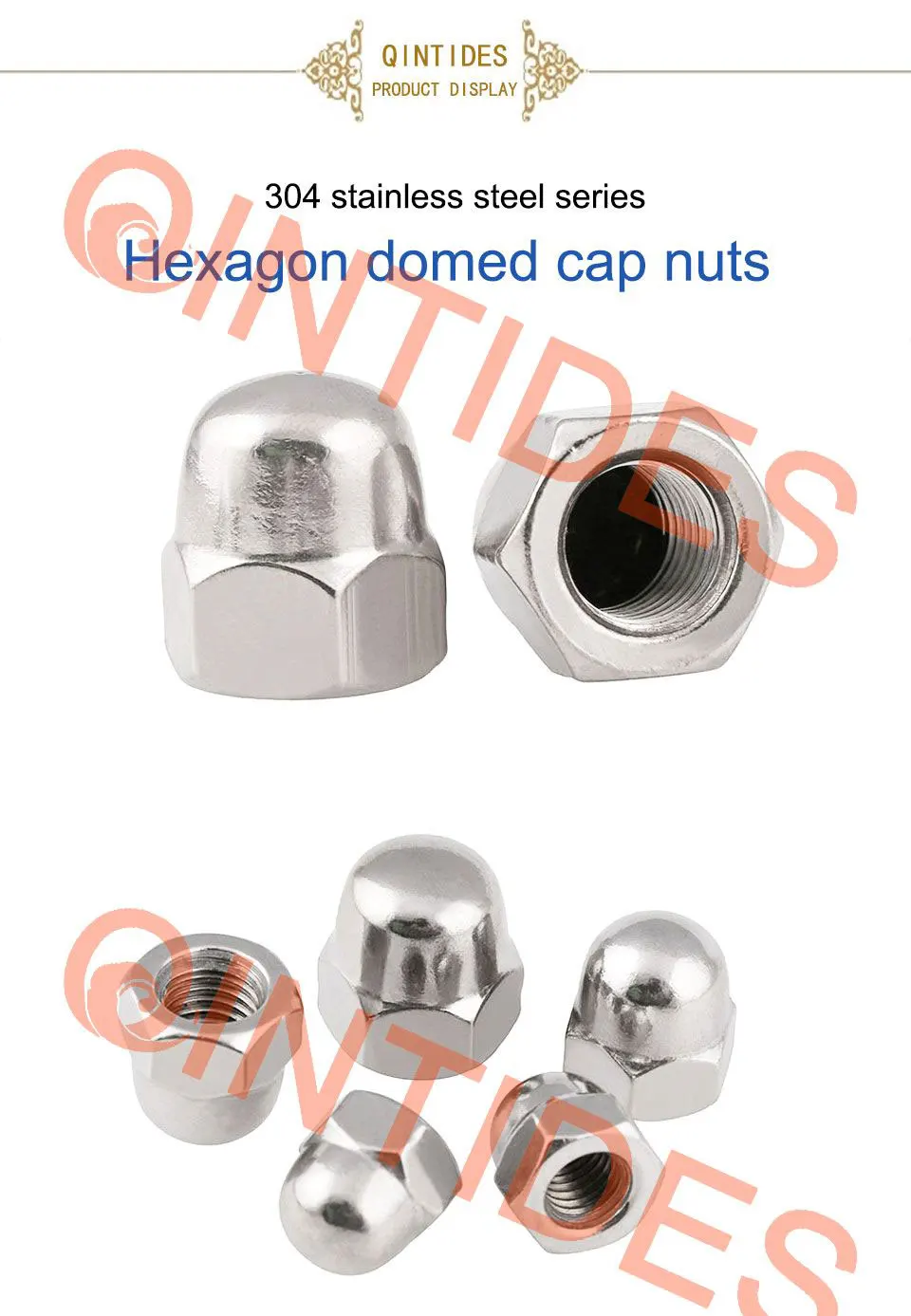 Qinedes M3 M4 m5 m6 m8 m10 m12 M14 шестигранные купольные колпачки гайки 304 из нержавеющей стали желудь гайки шаровая Головка колпачок гайка