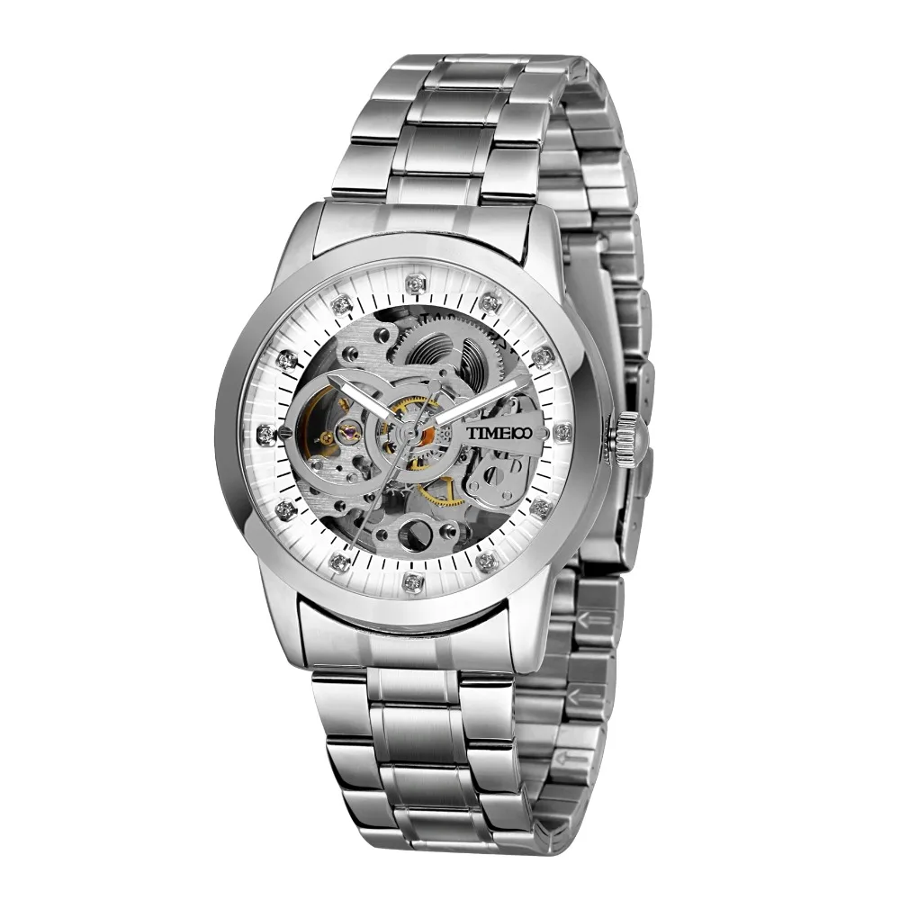 2016 TIME100 Модные мужские часы Механические с Автоподзаводом Часы скелетоны