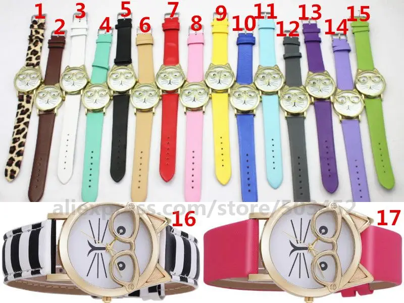 100 шт./лот Уникальные Кварцевые часы с изображением кошачьей поверхности