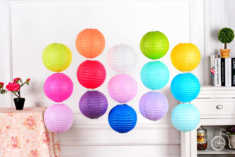 "-16"(10-40 см) Круглый Китайский бумажный фонарь Lampion День Рождения украшения дома аксессуары Babyshower вечерние принадлежности для декора