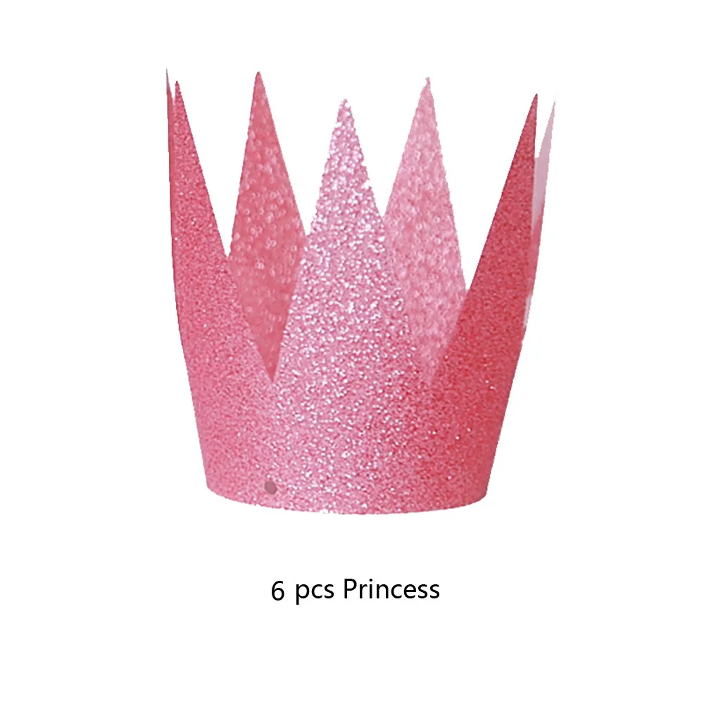 Pink A 6 шт. бумажные Детские Взрослые счастливые головные уборы на день рождения кепки принцессы принца вечерние шапочки ручной работы Корона душ украшения для малышей Подарки для мальчиков девочек - Цвет: Pink A
