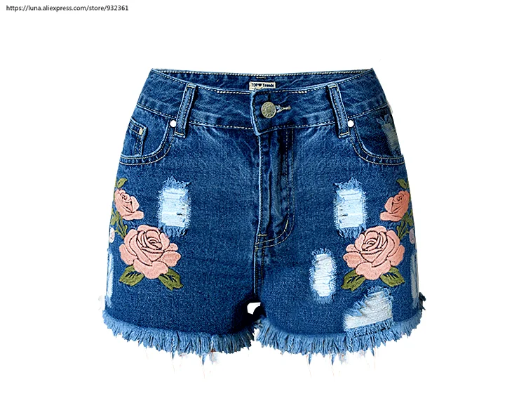 Женские джинсовые шорты с 3D цветочной вышивкой и кисточками рваные джинсы